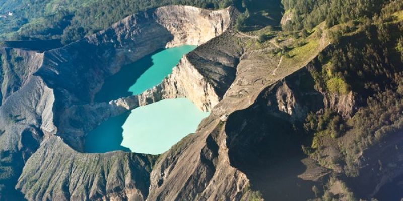 Kelimutu Three Colored Crater Lake